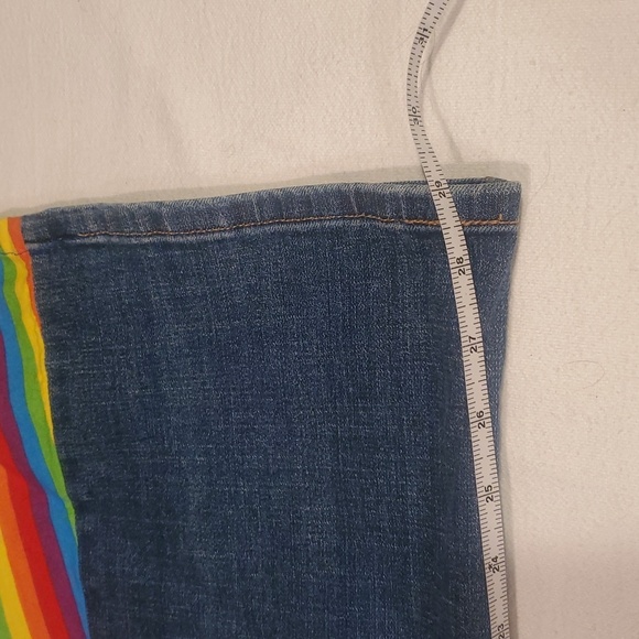 Levi’s 529 curvy boot cut UPCYCLED Flared Rainbow Insert Sz. 14S X 29 Blue Jeans - Picture 11 of 15